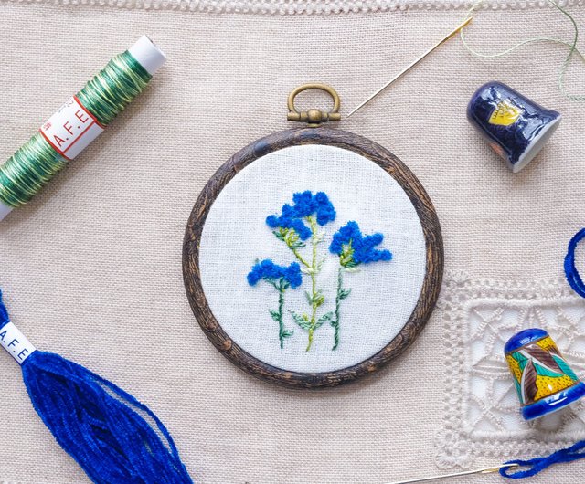 スターチスの花刺繍の制作キット【Art Fiber Endoのモール刺繍糸