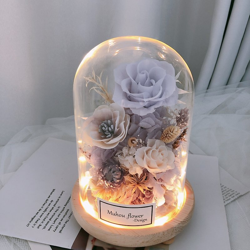 Glass cover with preserved flowers, customized engraving, Mother’s Day gift, customized gift - ช่อดอกไม้แห้ง - พืช/ดอกไม้ 