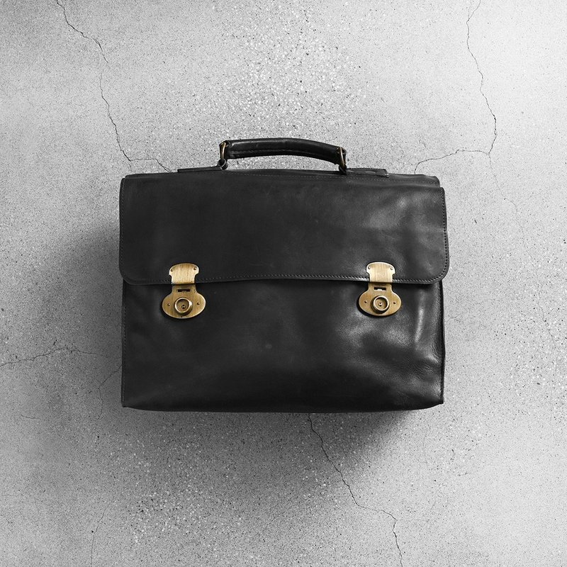 Vintage Leather Bag - Briefcases & Doctor Bags - Genuine Leather Black