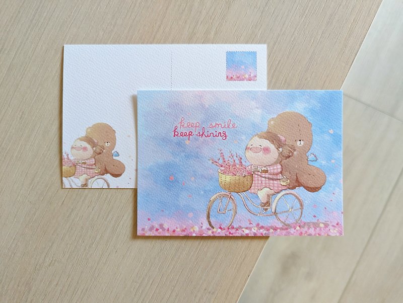 Keep Smiling－Mihuaer イラストポストカード - カード・はがき - 紙 ホワイト