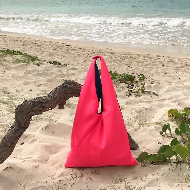 Made to order JELLY TOTE BAG Reversible tote bag Indigo dye - Messenger Bags & Sling Bags - Cotton & Hemp Pink