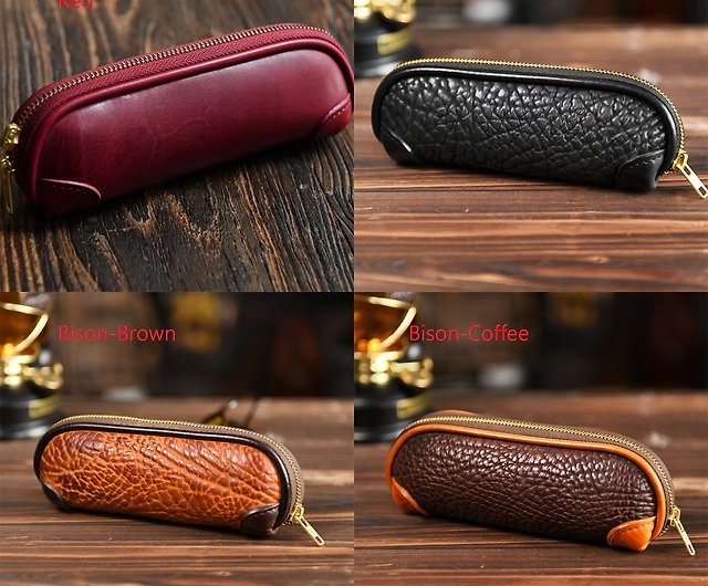 High quality leather pen bags handmade vegetable tanned leather cowhide bag  - Shop xiangfengshougong Pencil Cases - Pinkoi