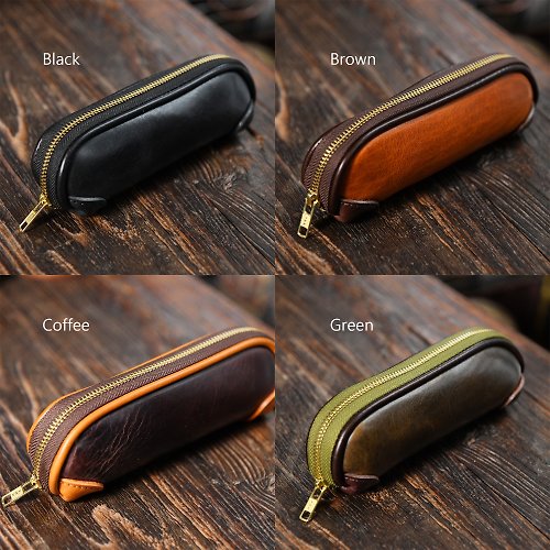 High quality leather pen bags handmade vegetable tanned leather cowhide bag  - Shop xiangfengshougong Pencil Cases - Pinkoi