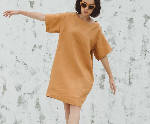 Sun-kissed Loose Dress in Milk Tea - 設計館makersgonnamake 洋裝/連身裙- Pinkoi