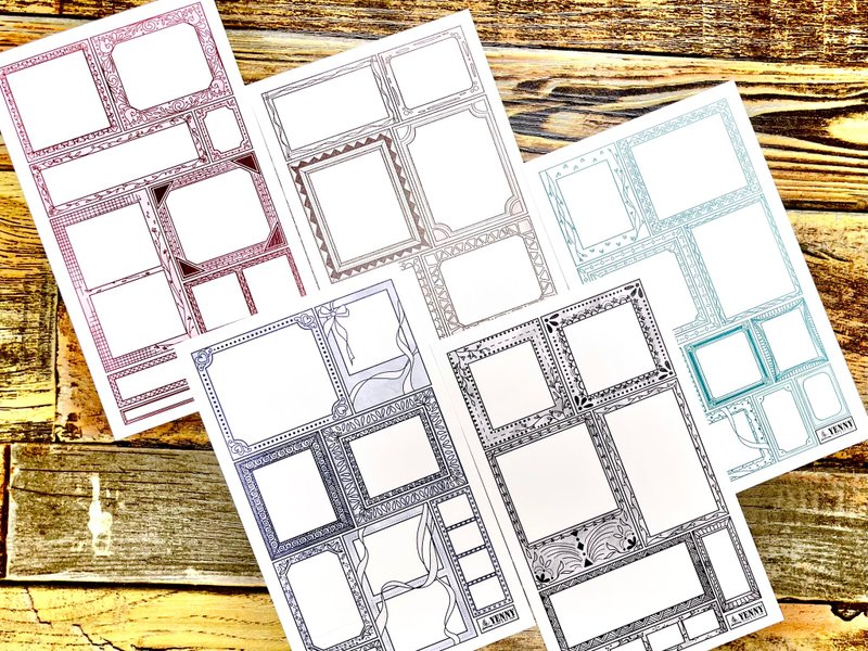 (special paper 5 types 5pcs bundle pack) yentage frame ver.3 5 types - 貼紙 - 紙 多色