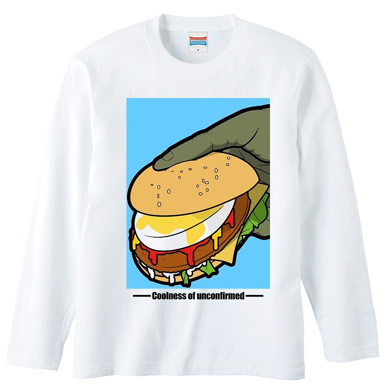 Long sleeve T-shirt / alien hamburger - Men's T-Shirts & Tops - Cotton & Hemp White