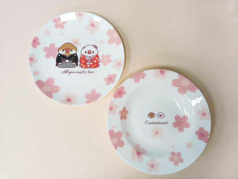 Collaborating illustration artist-Dream Hugo Dream Hugo Flower Wedding Dream Munnia Bone China Plate Set - Plates & Trays - Porcelain Multicolor