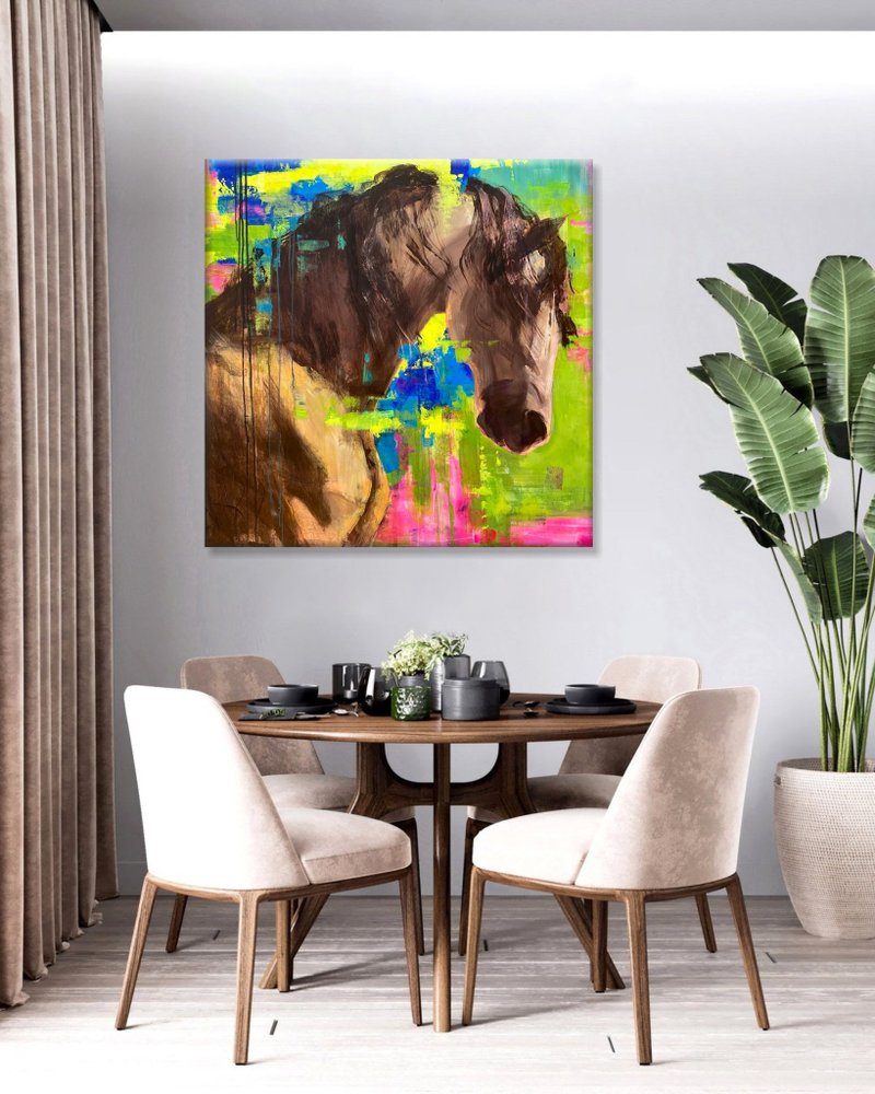 Realistic Horse Painting - Colorful Wildlife Art for Nature-Themed Decor | COLOR - 壁貼/牆壁裝飾 - 壓克力 多色