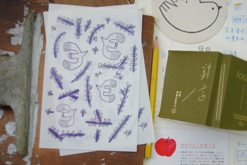 Kojima Takumi Transfer Sticker - Bird Hiiwa (Blue) - Stickers - Plastic 