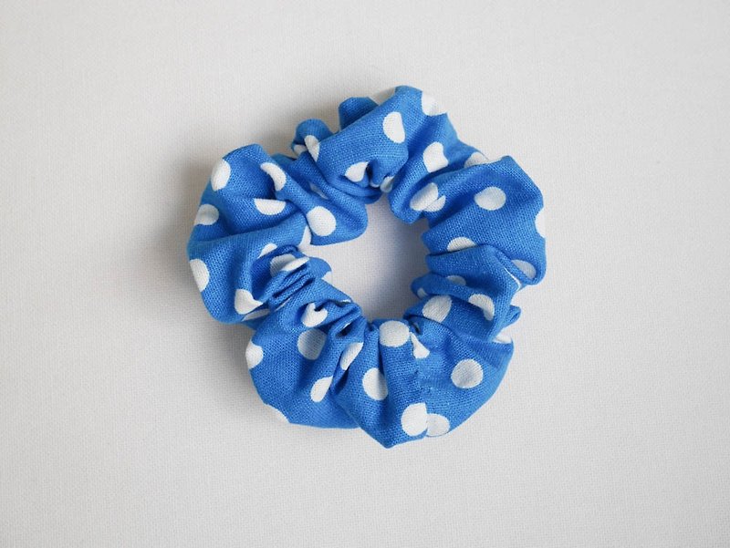 blue polka dot hair tie - Hair Accessories - Cotton & Hemp Blue