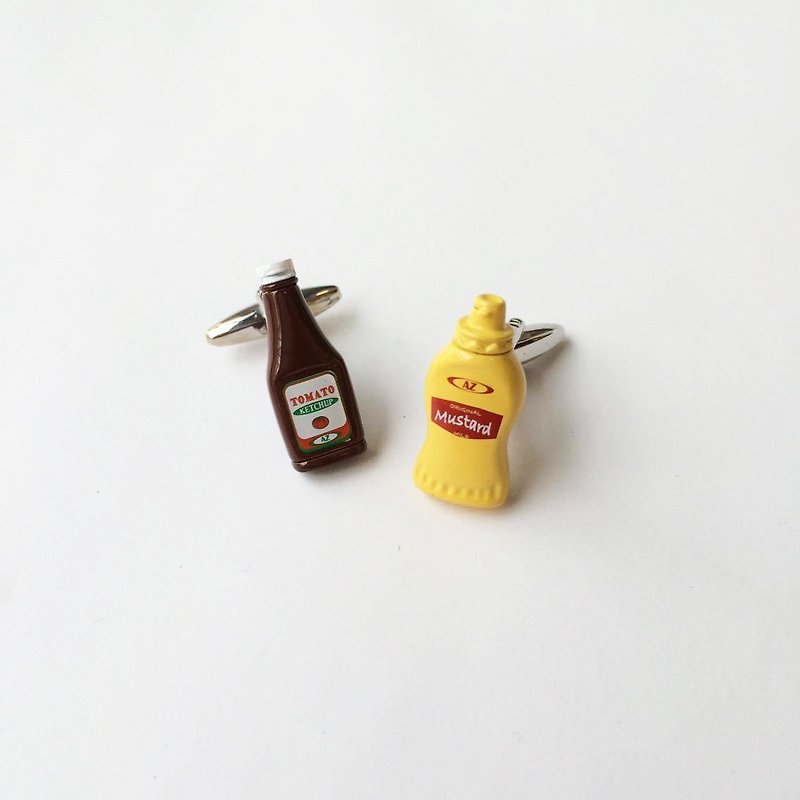 茄汁芥末袖扣 Ketchup and Mustard Cufflink - 袖口鈕 - 其他金屬 