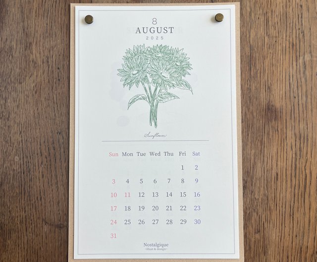 2025年】ボタニカル壁掛けカレンダー - ショップ Nostalgique~illust