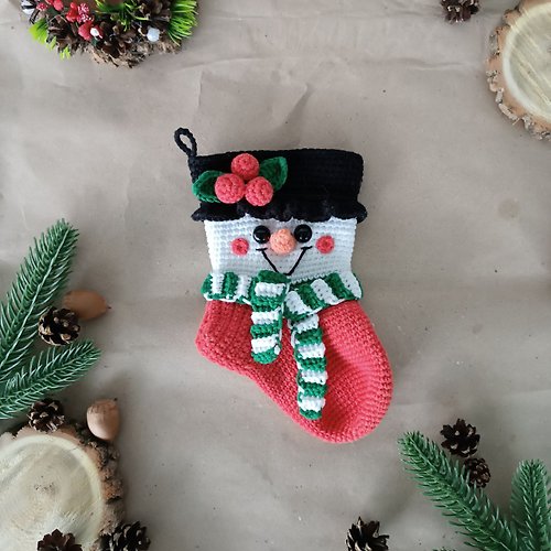 ToysByMommy Crochet pattern Christmas stocking snowman, Christmas amigurumi stocking