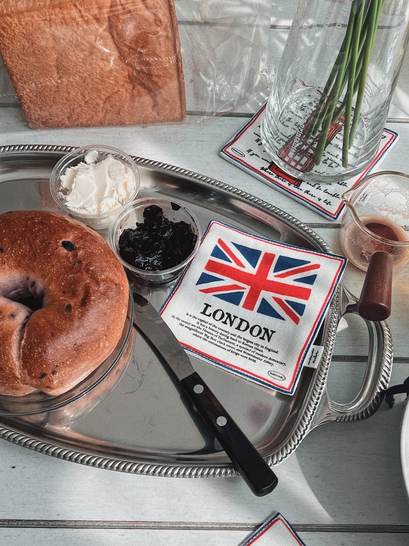 韓國mamanaube | London 倫敦國旗 杯墊/文青/咖啡杯墊/下午茶用 - 咖啡杯/馬克杯 - 玻璃 紅色