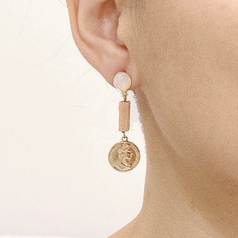 【全館清倉最高折800】 伊莉莎白耳環 14K注金 - 耳環/耳夾/耳骨夾 - 水晶 橘色