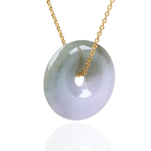 瓔珞珠寶盒 E.L.Jewelry Box 【願‧平安】飄綠花翡翠平安扣項鍊 | 天然緬甸玉A貨翡翠 | 送禮