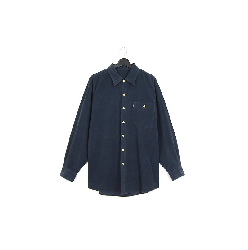 Back to Green :: Corduroy dark blue / / men and women can wear / / vintage Shirts - Men's Shirts - Other Materials 