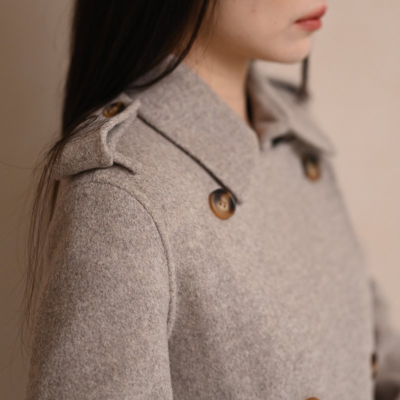 British Knight Collar Fit - Wool Jacket - Apricot Brown - Women's Casual & Functional Jackets - Wool Khaki