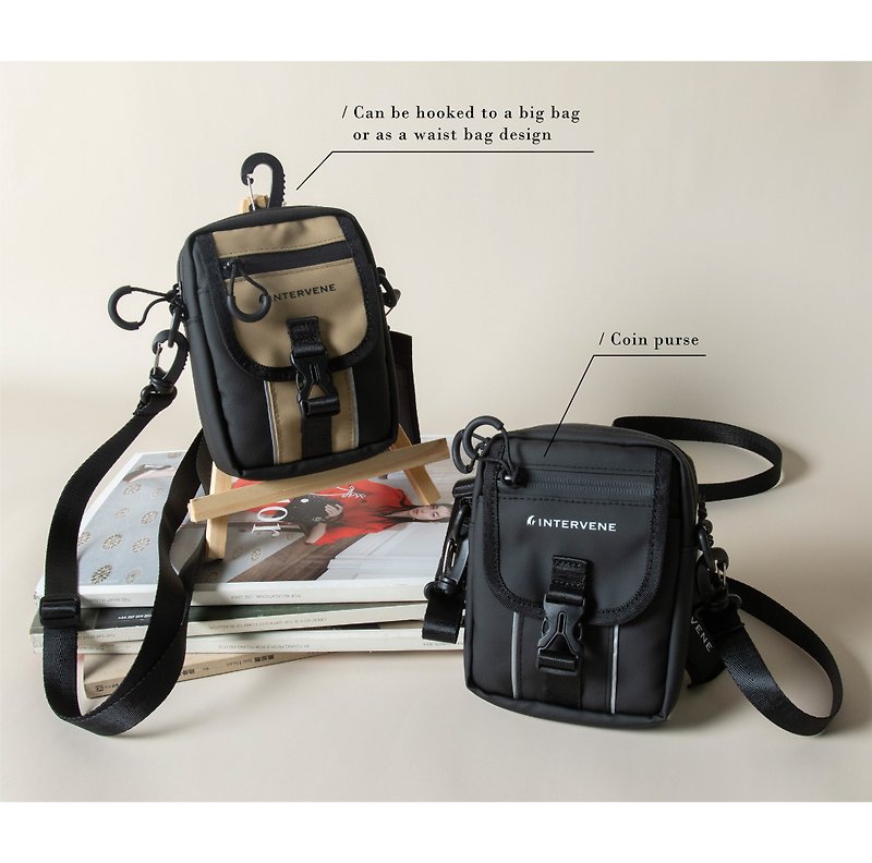 INTERVENE Knight bag black/ Khaki - กระเป๋าแมสเซนเจอร์ - วัสดุกันนำ้ 