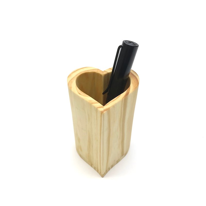 愛心造型筆筒 置物筒 - 裝飾/擺設  - 木頭 卡其色