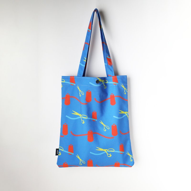 Canvas pattern bag - กระเป๋าแมสเซนเจอร์ - ผ้าฝ้าย/ผ้าลินิน สีน้ำเงิน