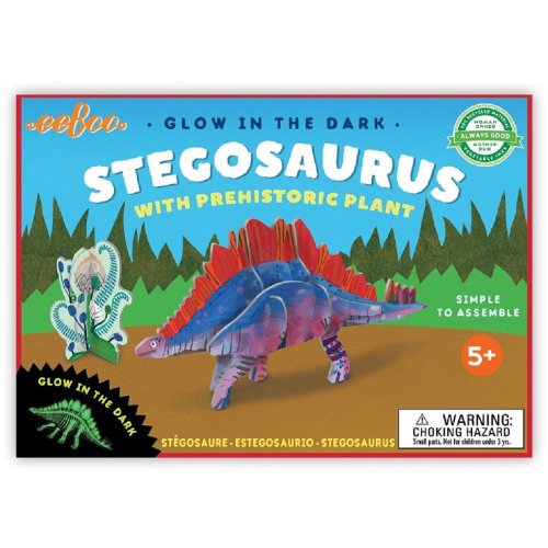 eeBoo 臺灣總代理 eeBoo 3D立體微夜光恐龍- 劍龍 3D Dinosaurs Stegosaurus