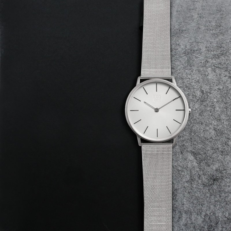 THIN 5010 Minimalist Slim Milan Watch - Silver White - นาฬิกาผู้ชาย - โลหะ สีเงิน