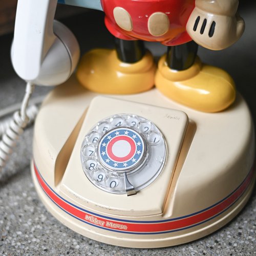 ミッキーマウス レトロ電話 ヴィンテージアンティークミッキー回転式電話 / アンティーク電話