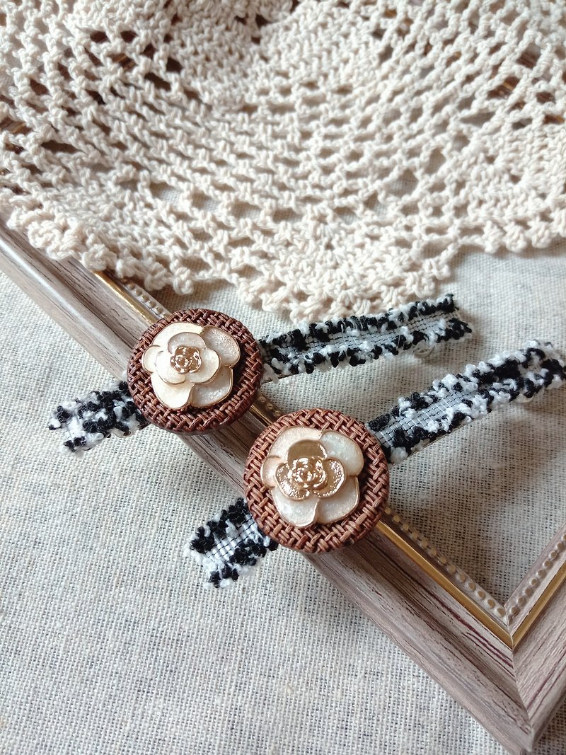 wow Handmade - Rattan Rose Button Spring Clip Hair Clip Hair Accessories - Hair Accessories - Other Materials 