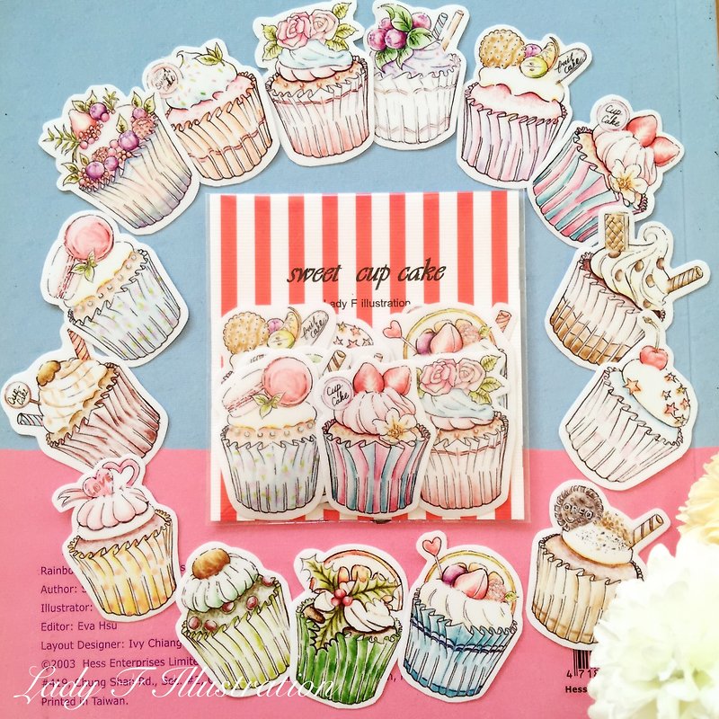 Cupcakes transparent sticker set / 15 into - Stickers - Paper Pink