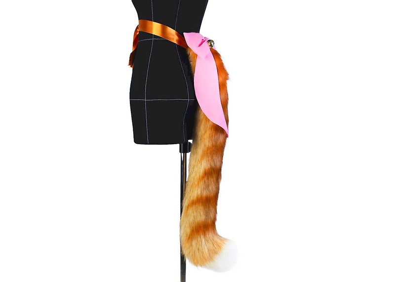 Orange Tabby Kitten Tail Faux Fur Tail - อื่นๆ - ไฟเบอร์อื่นๆ สีส้ม