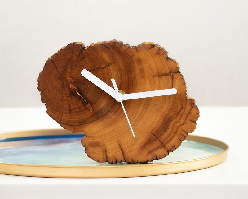 【Jiabo series】log mute sitting table / magnetic dual-purpose clock - Clocks - Wood Brown