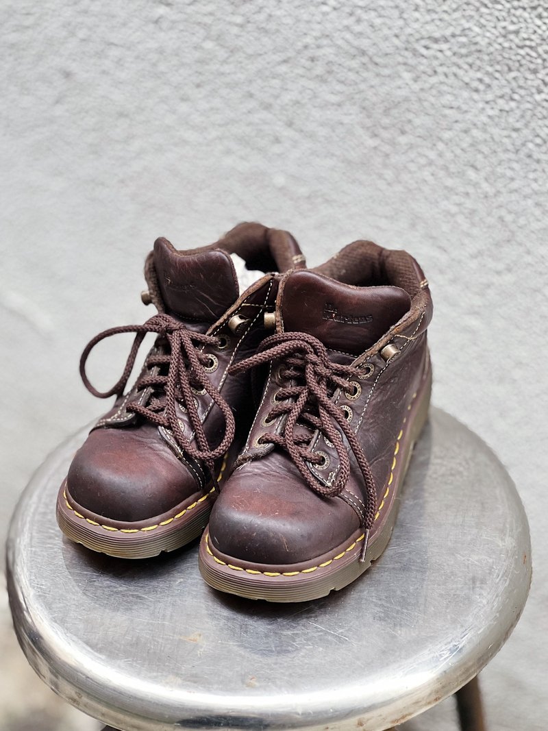 Dr. Martens 深咖褐色 真皮牛皮革 厚底馬汀鞋馬丁靴子中筒機車靴 - 女短靴/中筒靴 - 真皮 咖啡色
