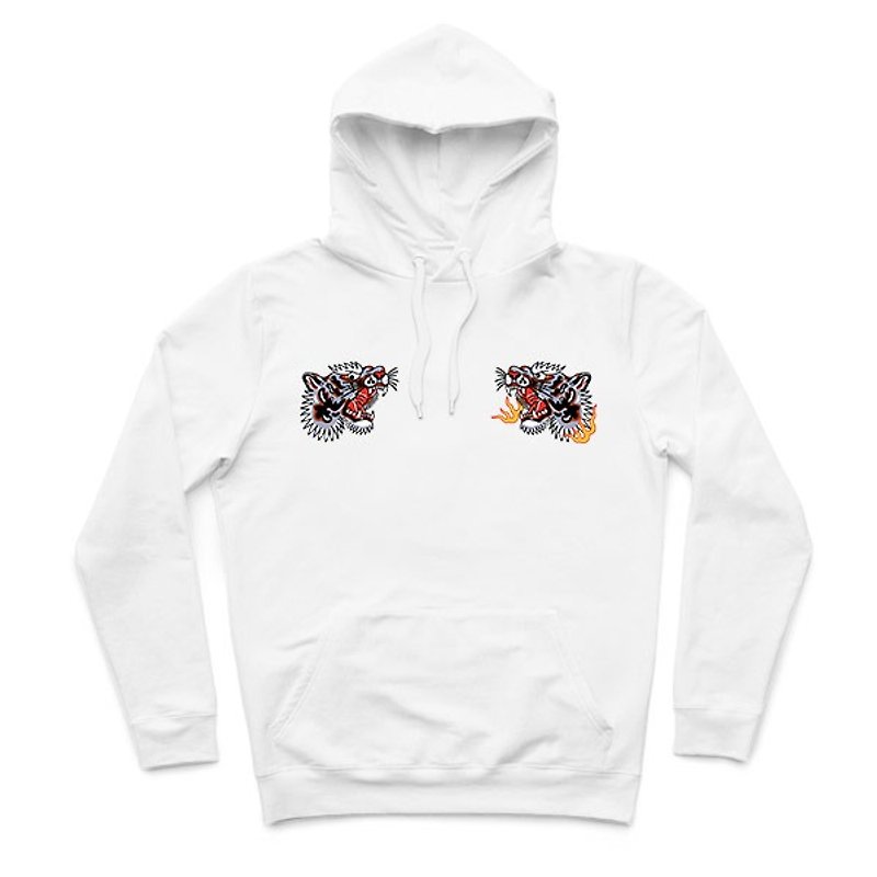 Tiger Fist - White - Hooded T-Shirt - Unisex Hoodies & T-Shirts - Cotton & Hemp 