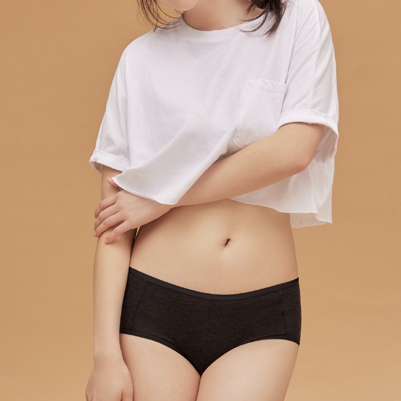 【玳雷奇】Deodorant and Antibacterial Tencel Cotton Panties - Mid Waist Flat Mouth - Black 2pcs - Women's Underwear - Nylon Black