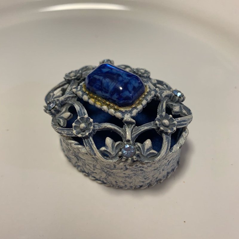 VINTAGE  Florenza藍色石霜面仿古珠寶盒、飾品盒 - 其他 - 其他金屬 