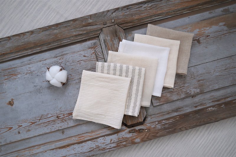 Set of six natural dye-free handkerchiefs - pure cotton/linen/triple yarn - Handkerchiefs & Pocket Squares - Cotton & Hemp 