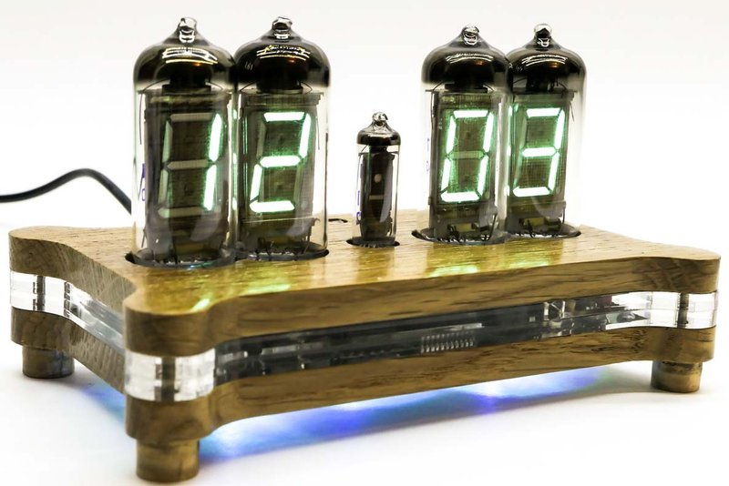 ELENA Desk Clock IV-11 or IV-12 VFD Tubes + Wooden case + Remote + RGB Nixie Era - Gadgets - Wood Brown