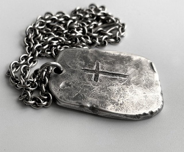 Handmade Cross Necklace Heavy Large Pendant Dog Tag Shop