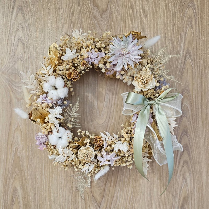 永生滿天星花圈 米白色系  30公分 現貨 永生花 不凋落 快速出貨 - 擺飾/家飾品 - 植物．花 白色