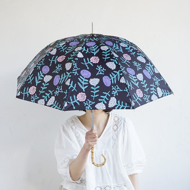 竹把 UV防護手開式長傘 flowe 紫外線99.9%防護 晴雨兩用 日傘 - 雨傘/雨衣 - 防水材質 黑色
