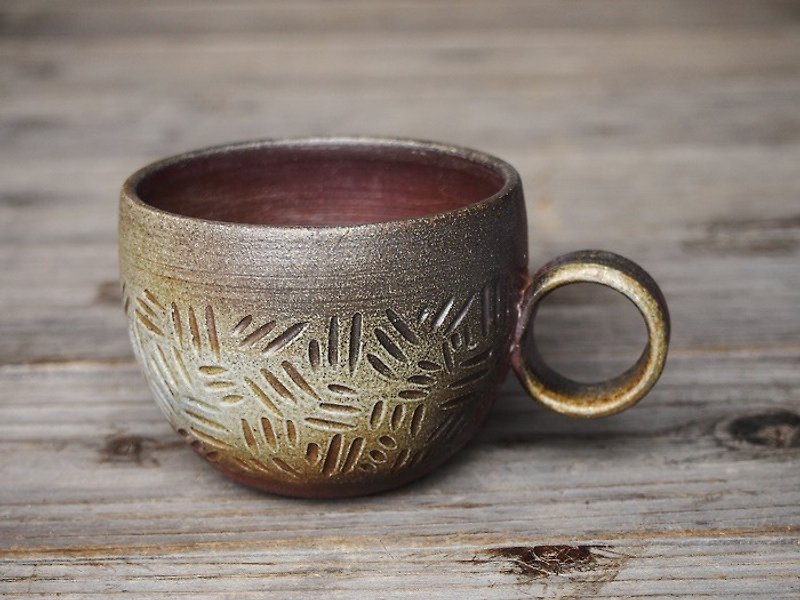 日本岡山備前 陶器 咖啡杯（圓）c4-010 - 咖啡杯/馬克杯 - 其他材質 咖啡色