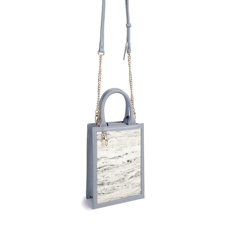 石材面料側背包/大理石手機包/多功能小物包/兩用包/紅包袋 - 側背包/斜孭袋 - 石頭 灰色