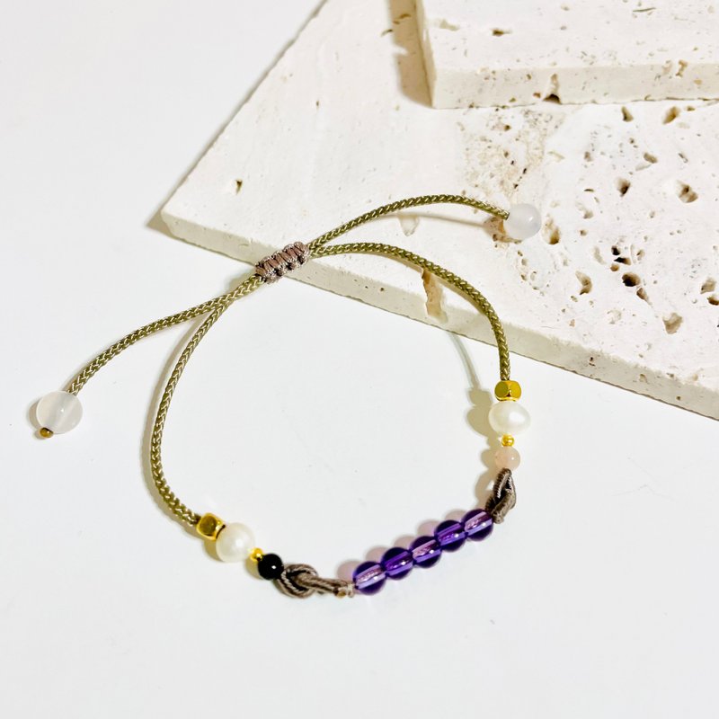 Amethyst Bracelet/Bracelet/Lucky Fortune/Crystal Healing/Mother's Day Gift/Graduation Gift/Gift - สร้อยข้อมือ - คริสตัล สีม่วง