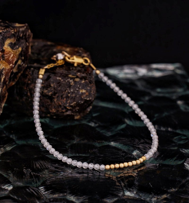 Superfine1/20 14K Gold Filled Black Rock Quartrz Bracelet with Japan Memory Wire - Bracelets - Gemstone 