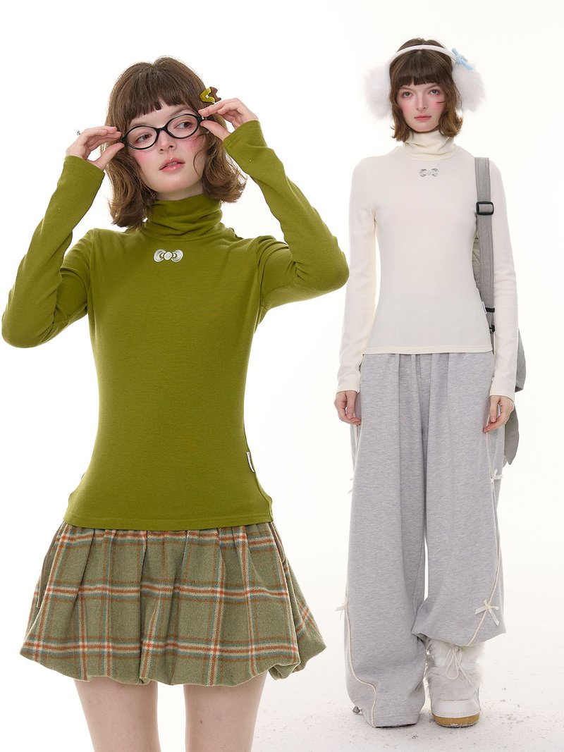 ziziFei秋冬美式復古新款高領修身顯瘦軟糯內搭上衣針織打底衫女 - 女上衣/長袖上衣 - 其他材質 