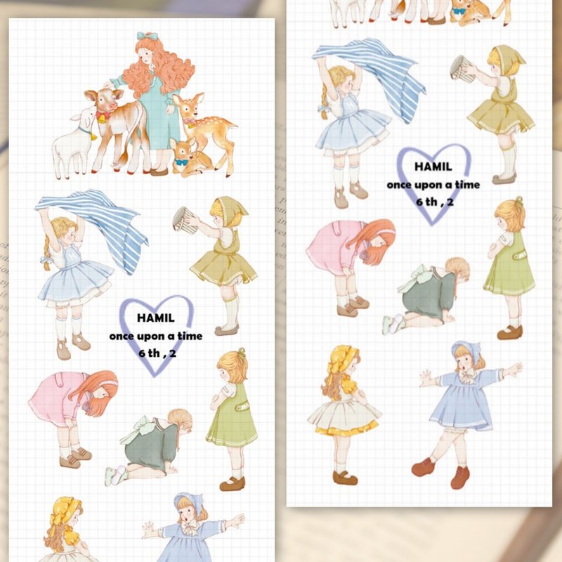 once upon a time 6 ver2 PET (hamil) Vintage Girl Lady Character Sticker - 貼紙 - 紙 多色