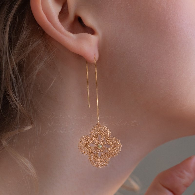 Hanaaya – Wire Crochet Chain Earrings gold - ต่างหู - โลหะ สีทอง