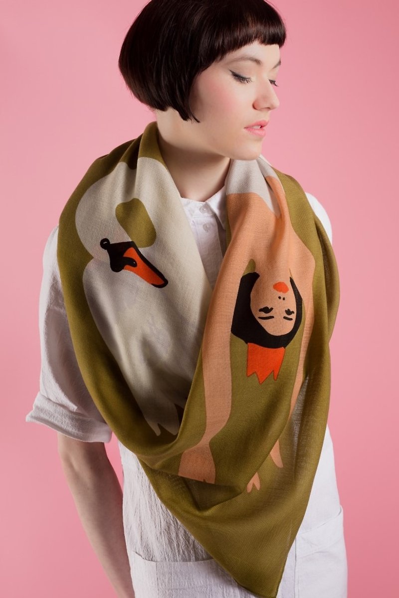 天鵝公主羊毛圍巾 | Karen Mabon - 圍巾/披肩 - 羊毛 卡其色