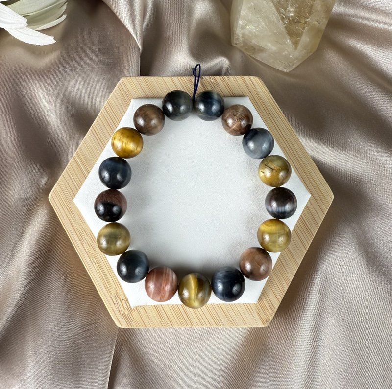Multi-Color Tiger's Eye Crystal Bracelet Confidence Courage Aids Thinking Energy Gift Healing - สร้อยข้อมือ - คริสตัล สีเหลือง
